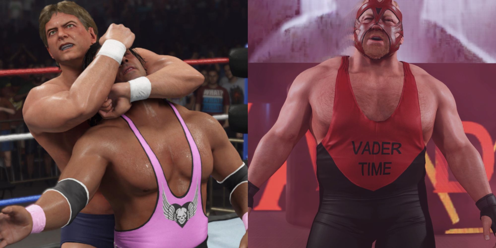 WWE 2K23 - Roddy Piper with a sleeper on Bret Hart - Vader making his entrrance