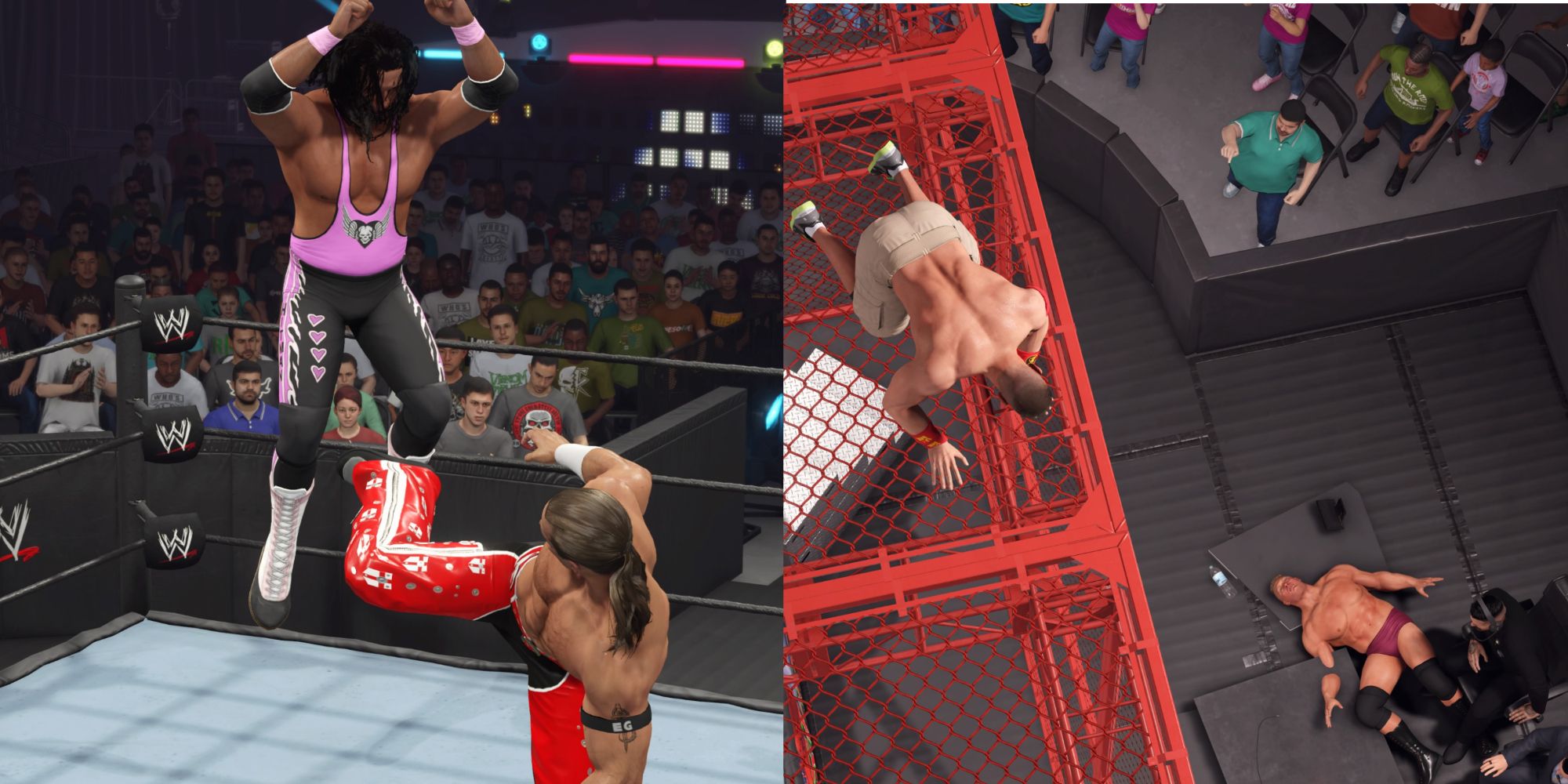 WWE 2k23 Superkick and AA from the cell