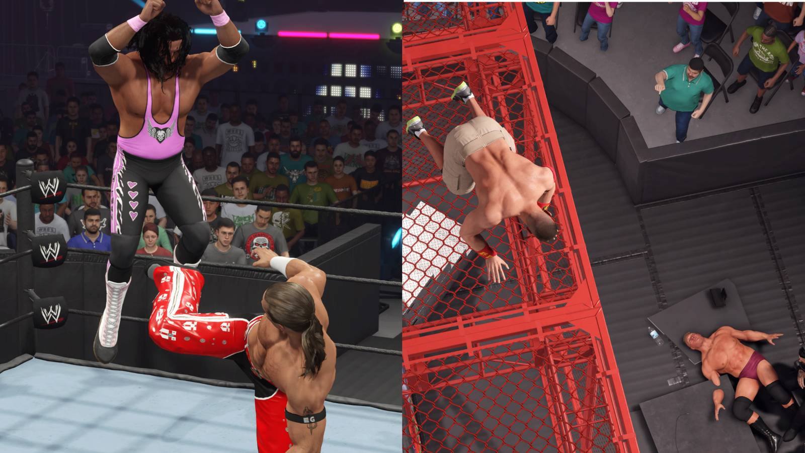 WWE 2k23 Superkick and AA from the cell