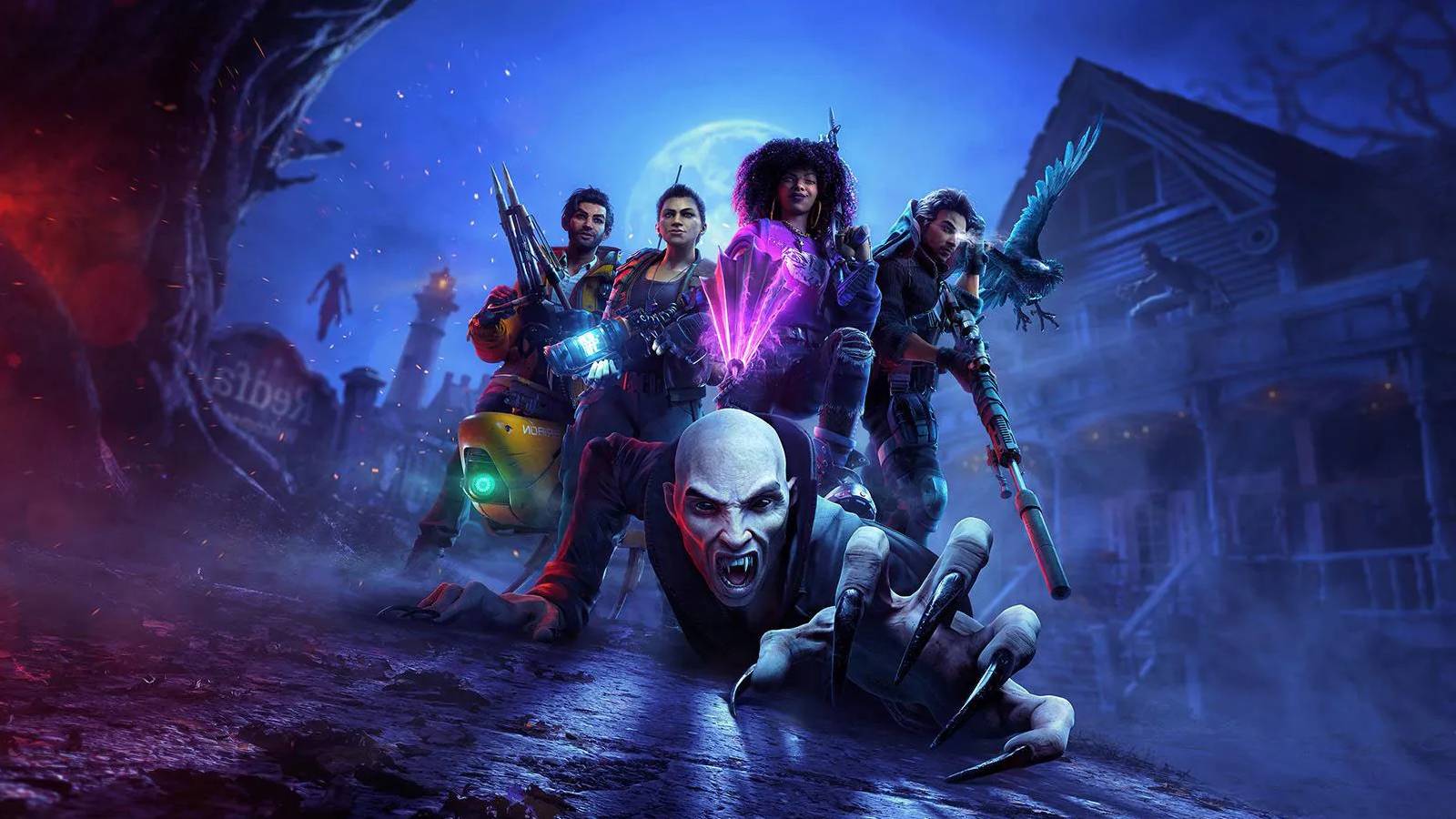 redfall title art four characters