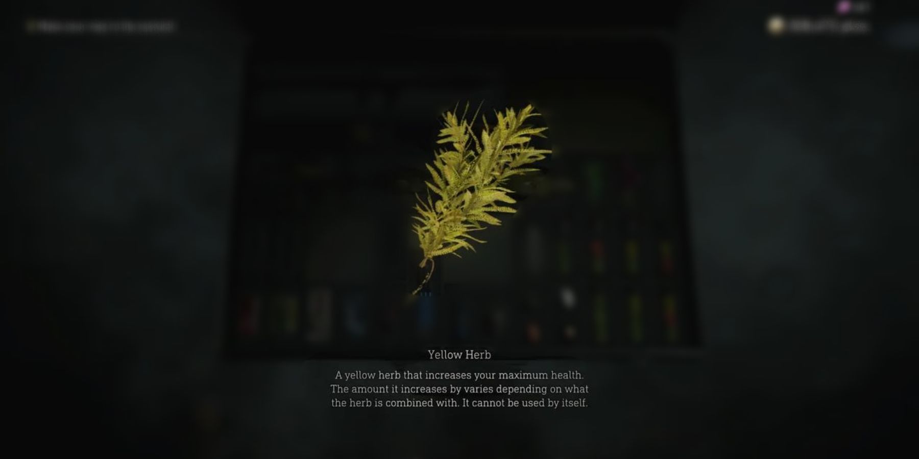 image showing a yellow herb in the resident evil 4 remake.