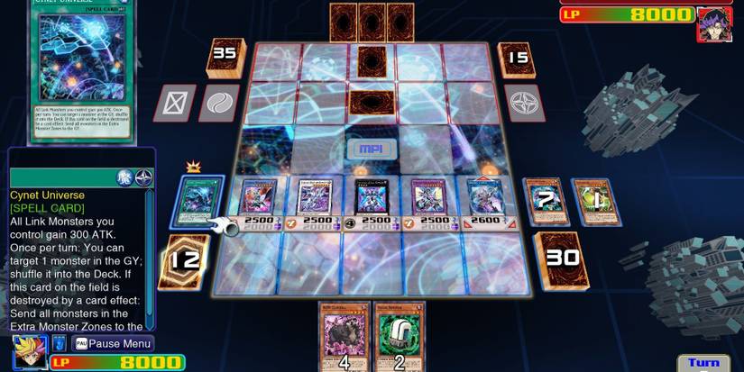 A card battle between two individuals in Yu-Gi-Oh Legacy Of The Duelist