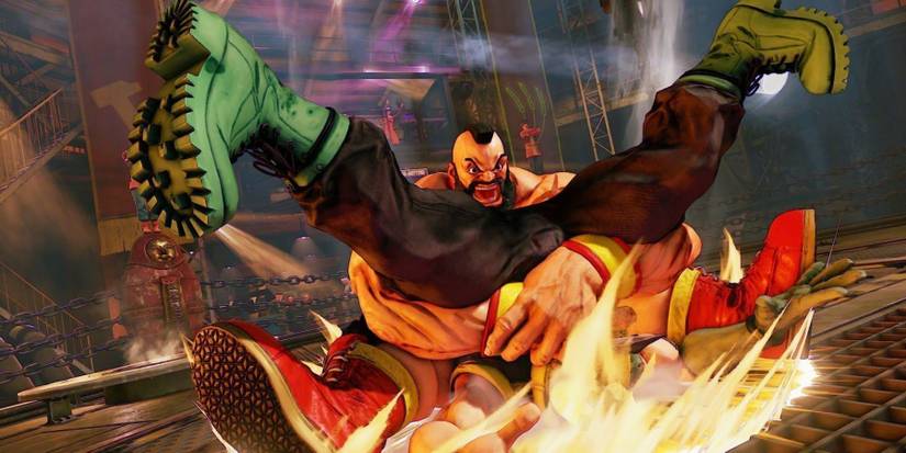 Zangief putting Charlie in a Spinning Piledriver