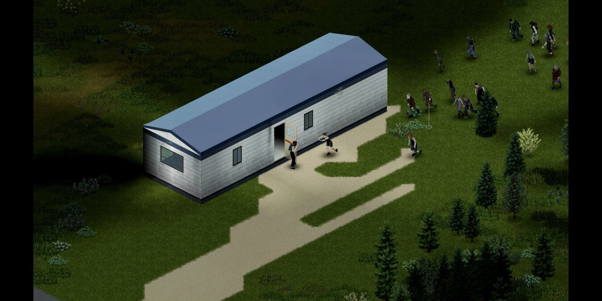 Project Zomboid player fights zombies