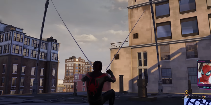 spider-man using the super slingshot 