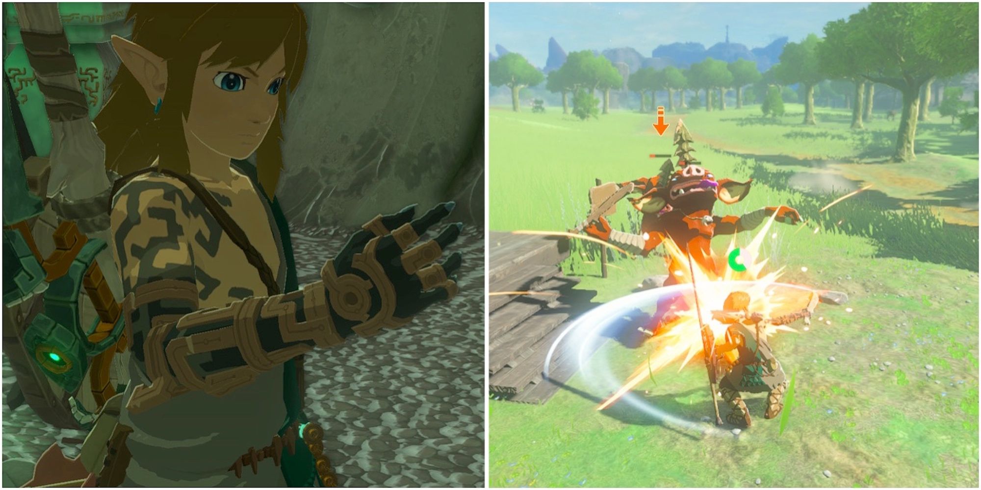 Link and fighting enemies in The Legend of Zelda Tears of the Kingdom