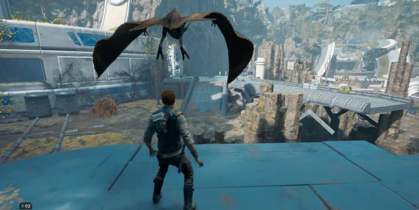 Cal stands beneath a Relter in Star Wars Jedi: Survivor