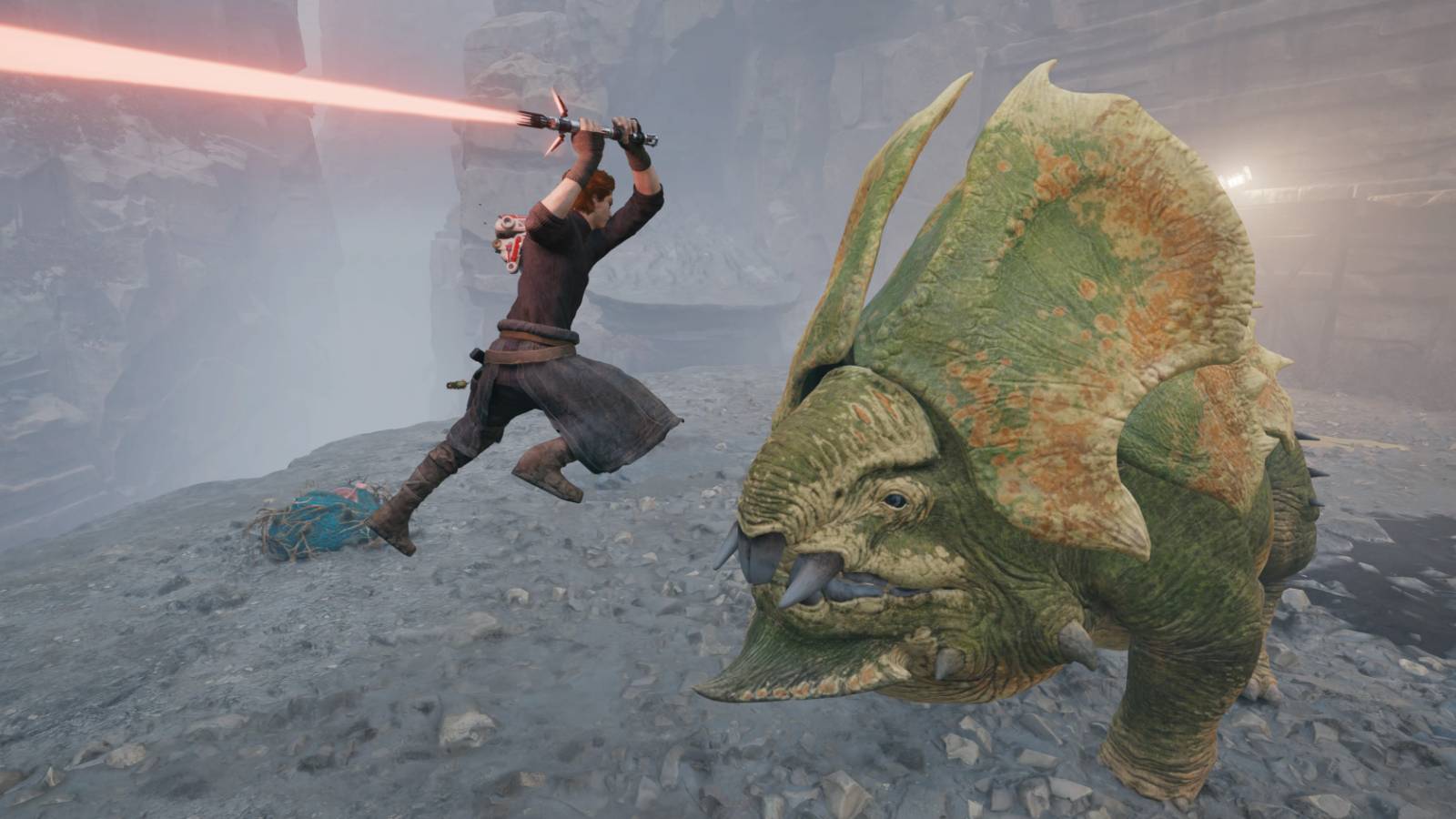 Cal leaps at the Vile Bilemaw in Star Wars Jedi: Survivor