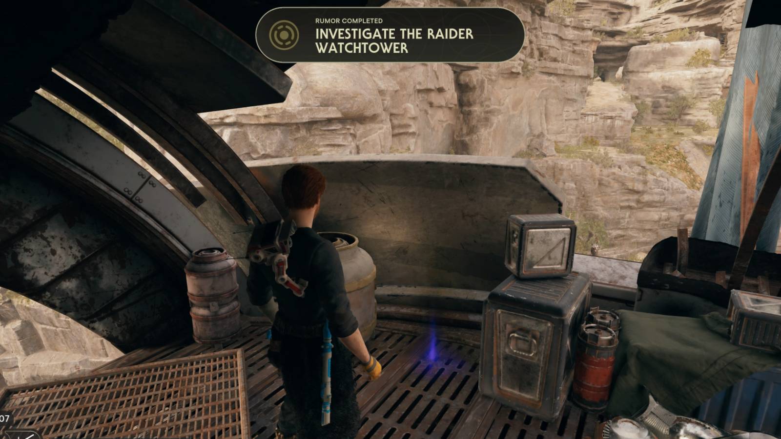 Cal investigates the Raider Watchtower in Star Wars Jedi: Survivor