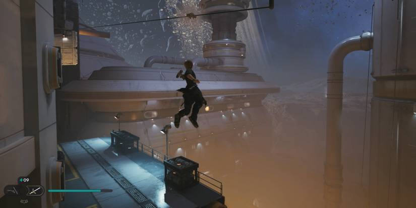 Cal grapples to a zipline in Star Wars Jedi: Survivor
