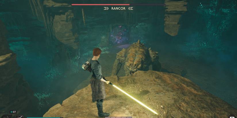 Cal fights a Rancor in Star Wars Jedi: Survivor