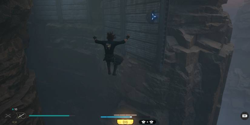 Cal jumps to a grapple point in Star Wars Jedi: Survivor
