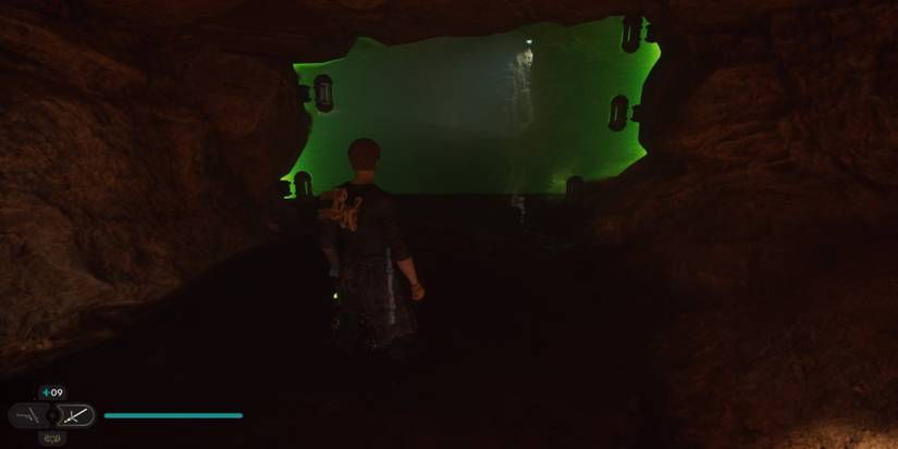 Cal faces a green laser barrier in Star Wars Jedi: Survivor