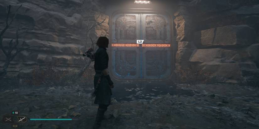 Cal uses Force Pull on a large steel door in Star Wars Jedi: Survivor