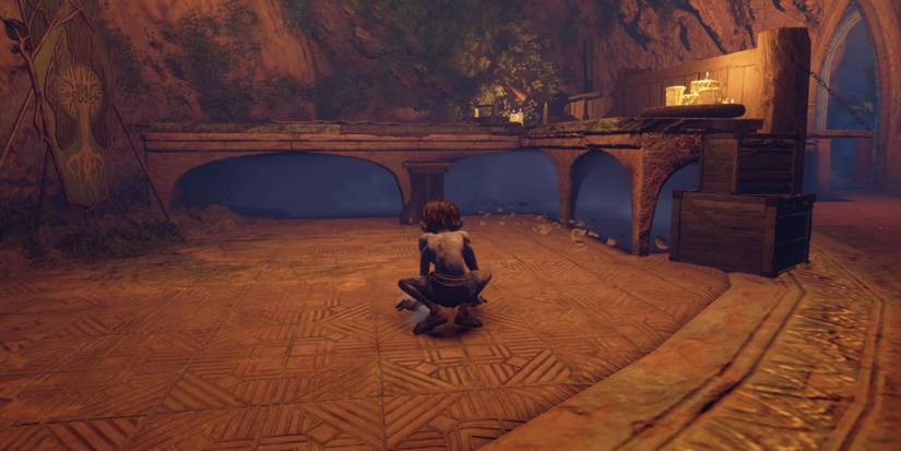 Gollum faces a table in the Lord of the Rings: Gollum