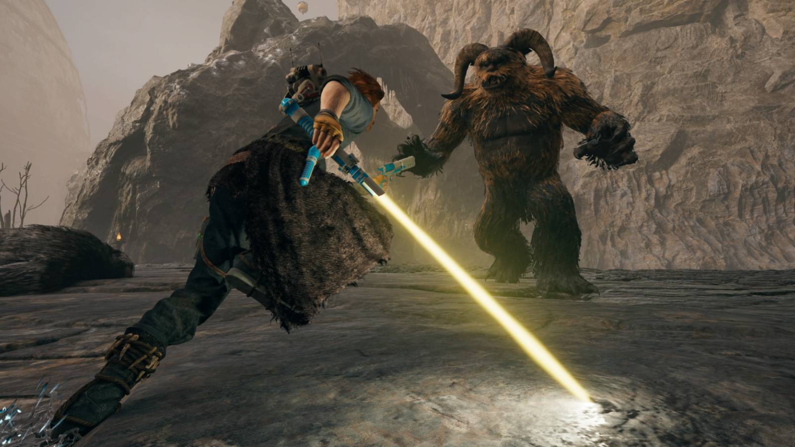 Cal runs toward the Mire Terror in Star Wars Jedi: Survivor