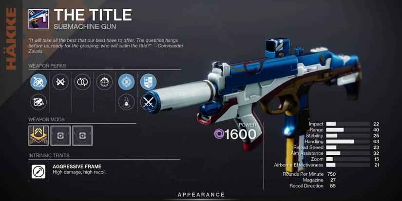 The Title SMG (2023) in Destiny 2