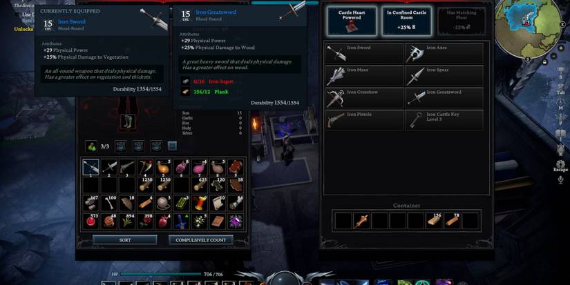 Iron Greatsword in V Rising's Smithy