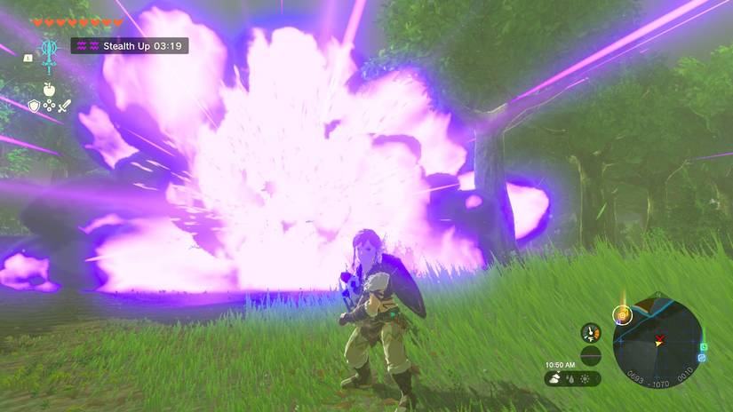 Zelda Tears of the Kingdom Beat Hinox Boss Defeat Purple Explosion Drops Rewards
