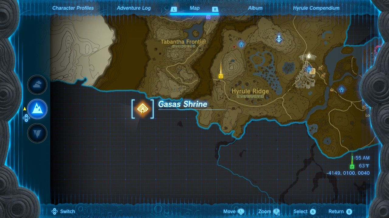 Map of the Gasas Shrine Tears of the Kingdom of Zelda