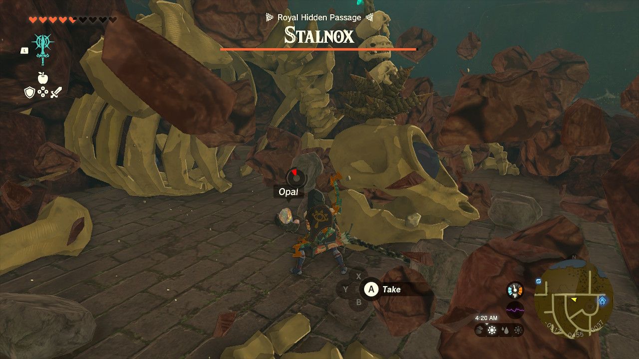 Zelda Tears of the Kingdom Defeat the Stalnox boss Royal Hidden Passage Location