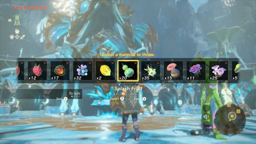 Zelda Tears of the Kingdom Sludge-Covered Statue Quest Walkthrough Throw Shoot Splash Fruit