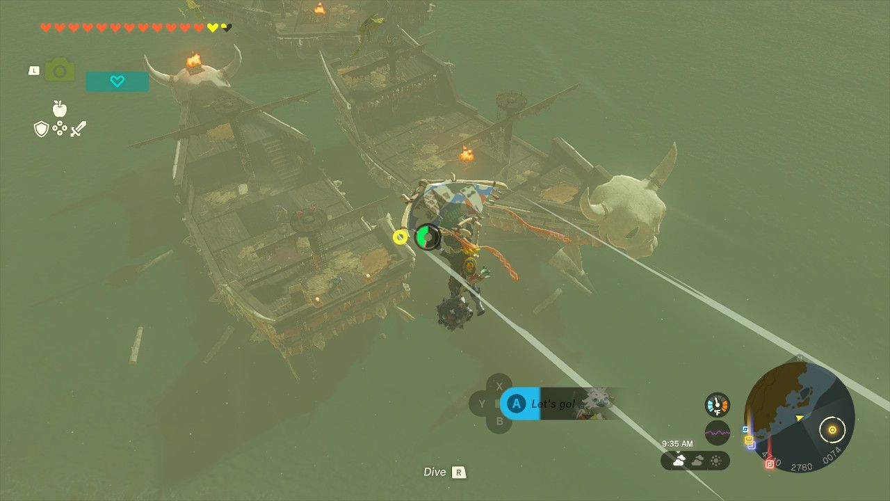 Zelda Tears of the Kingdom Gathering Pirates Quest Three Boats Location Paraglide