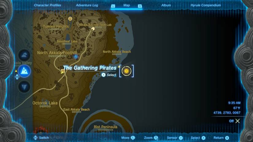 Zelda Tears of the Kingdom Gathering Pirates Quest Location North Akkala Beach Boats Ocean