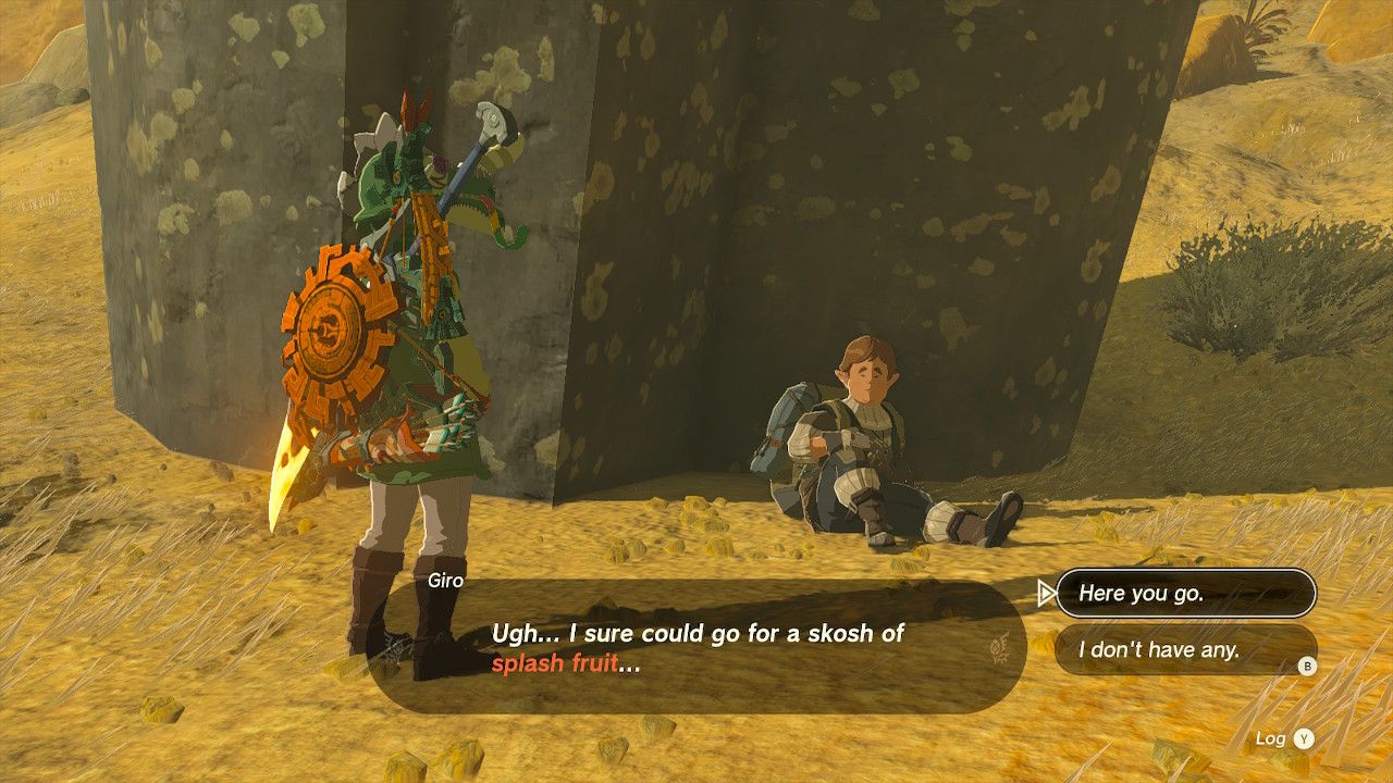 Zelda Tears of the Kingdom Disaster in Gerudo Canyon Quest Guide Locations Giro Splash Fruit
