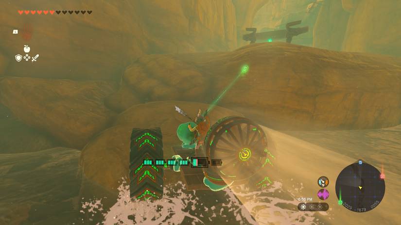 Zelda Tears of the Kingdom Rakakudaj Shrine Gerudo Canyon Green Crystal Quest Walkthrough Car Get Over Rocks