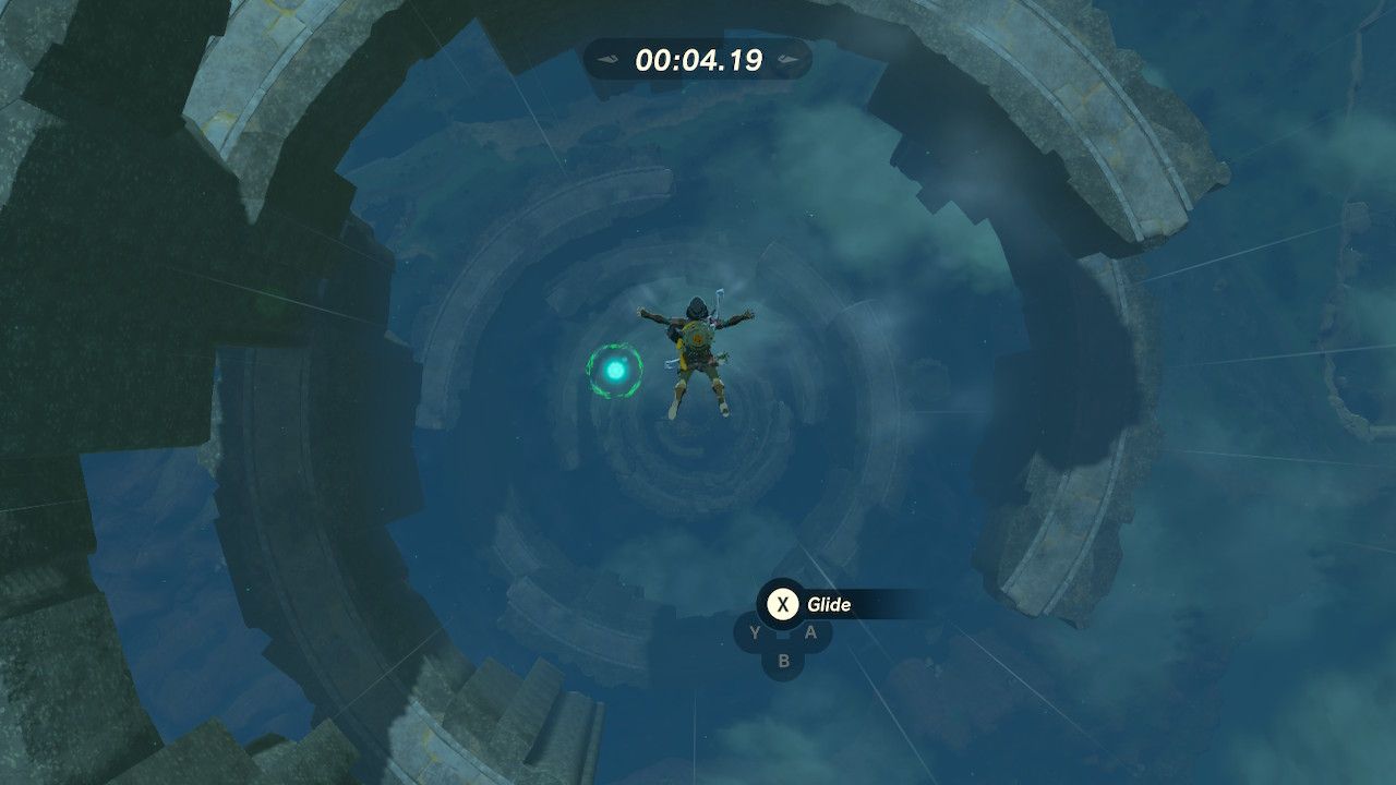 Link participating in a diving challenge in Tears of the Kingdom