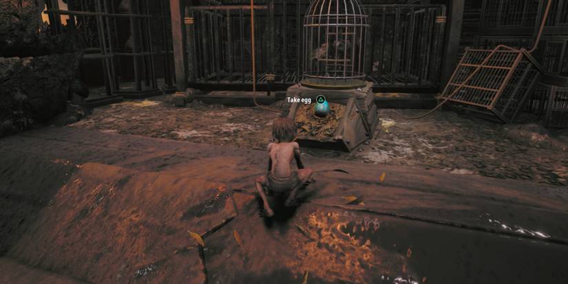 Gollum finds a blue egg in The Lord of the Rings: Gollum