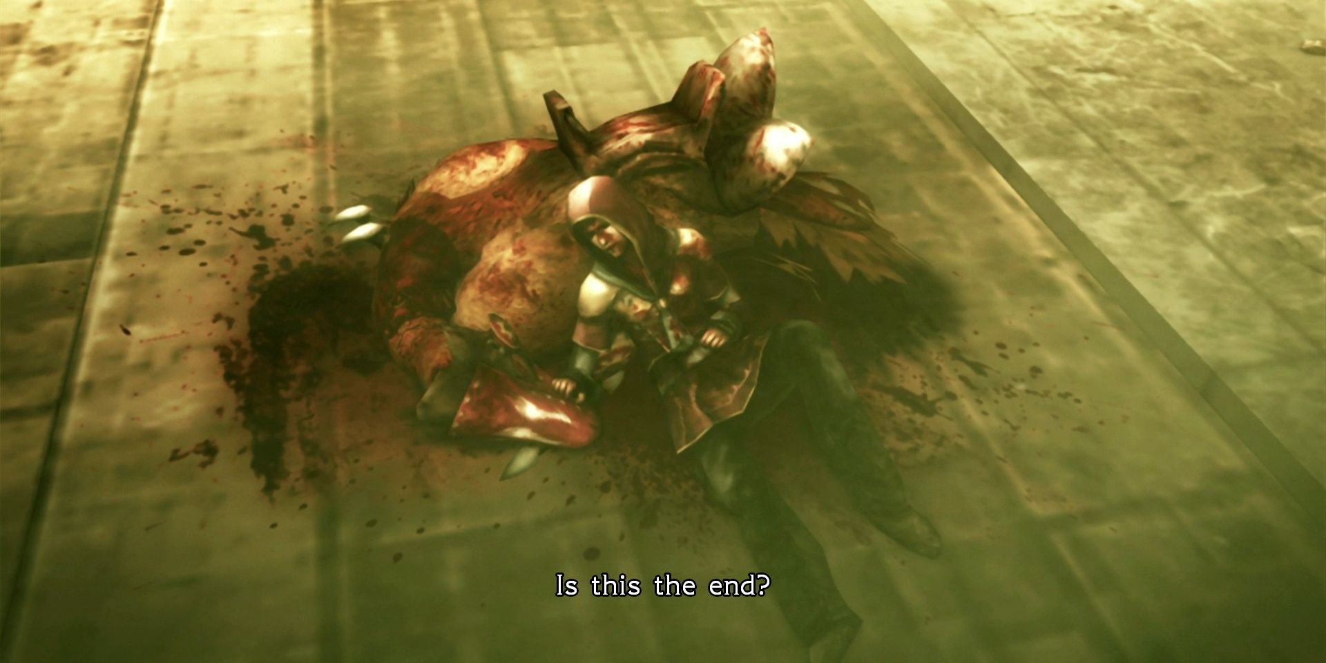 A dead soldier and chocobo in Final Fantasy Type-0