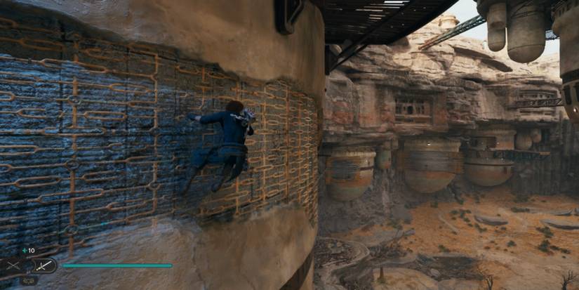 Cal climbs a grate in Star Wars Jedi: Survivor