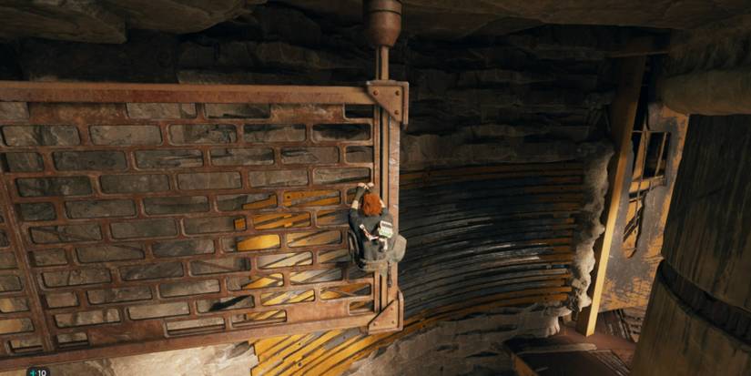 Cal climbs a grate in Star Wars Jedi: Survivor