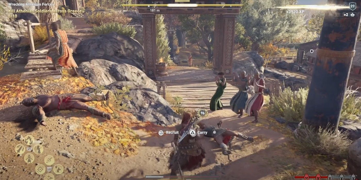 AC Odyssey PC Recruit glitch crouching on downed soldier