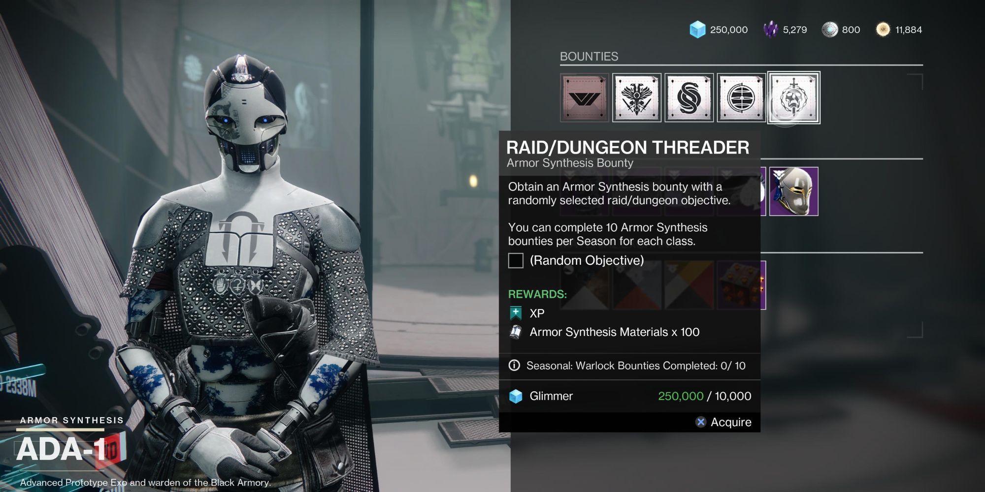 A player who speaks to Ada-1 to receive Threader bounties in Destiny 2