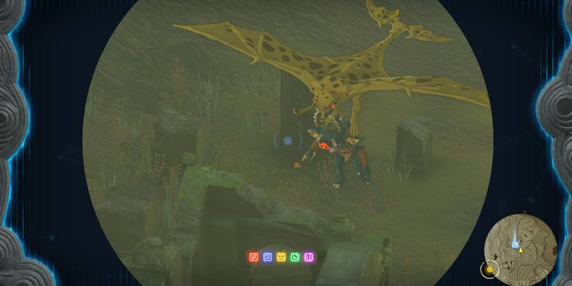 Link looking through scope at Aerocuda carrying Bokoblin