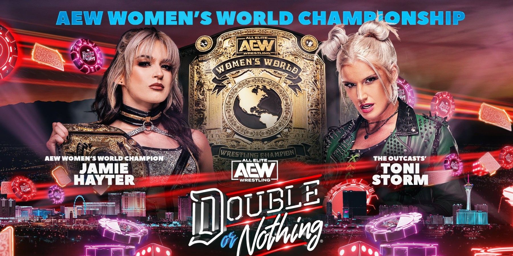 Jamie Hayter and Toni Storm AEW Double or Nothing 2023 graphic for the AEW Women's World Championship