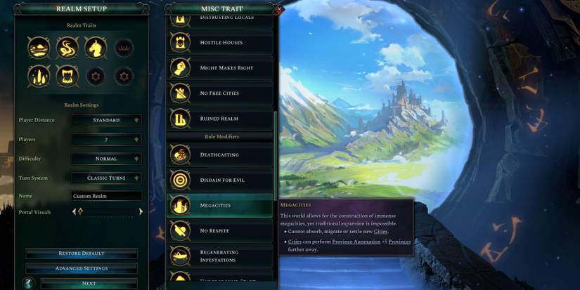 Age of Wonders 4 Realm Creation Traits