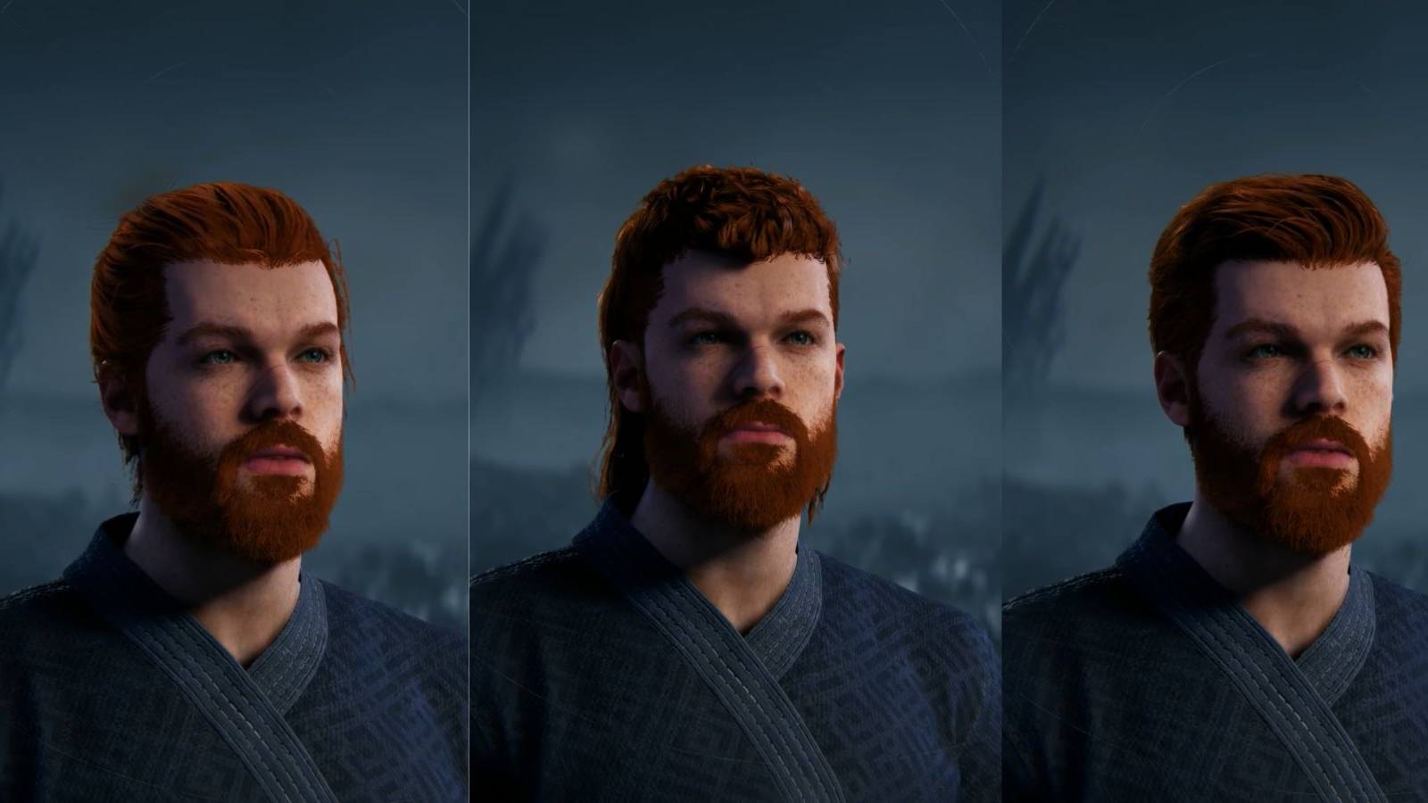 image showing three of the most popular haircuts in star wars jedi survivor.
