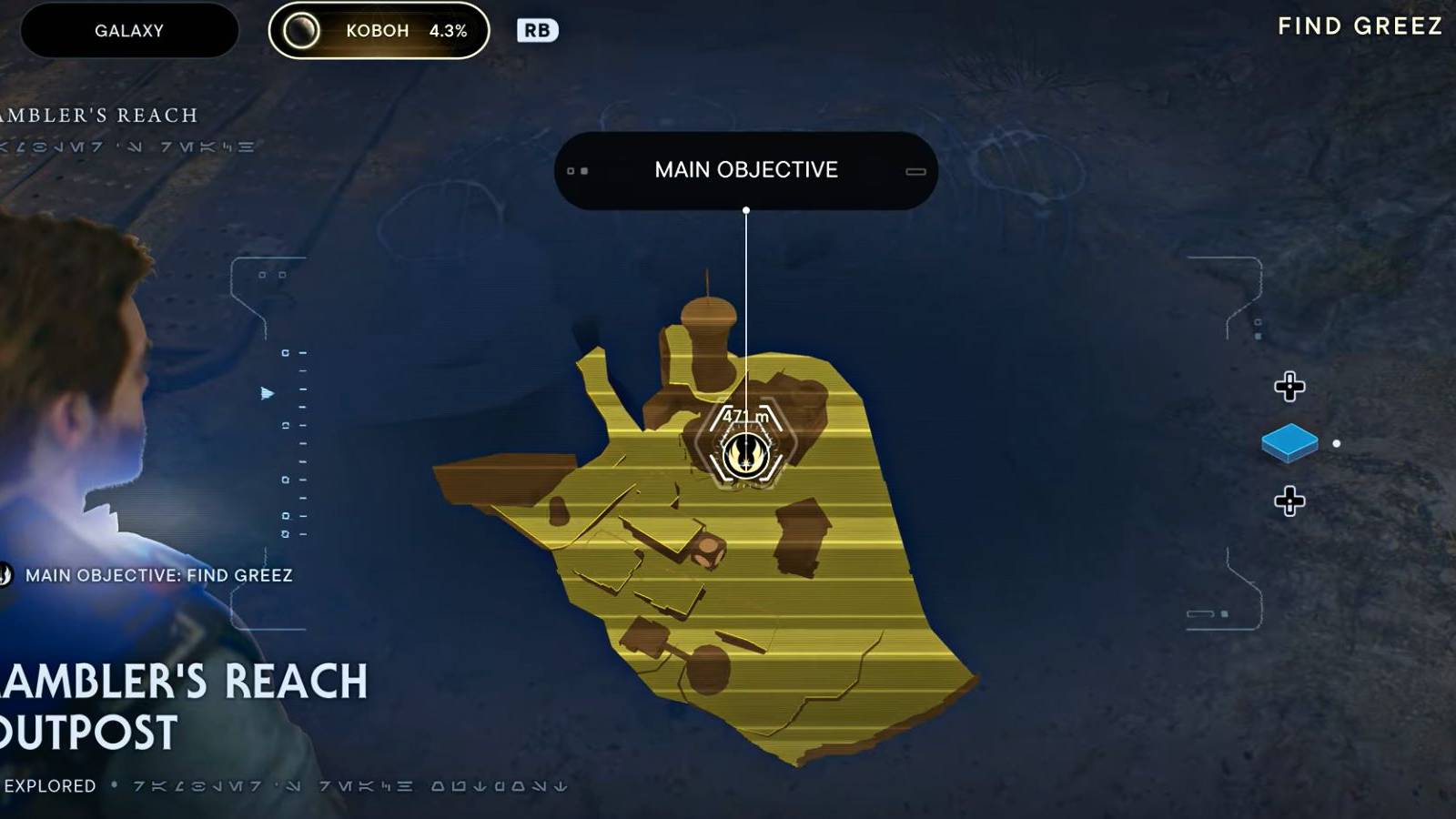 image showing the map of ramblers reach outpost in jedi survivor.