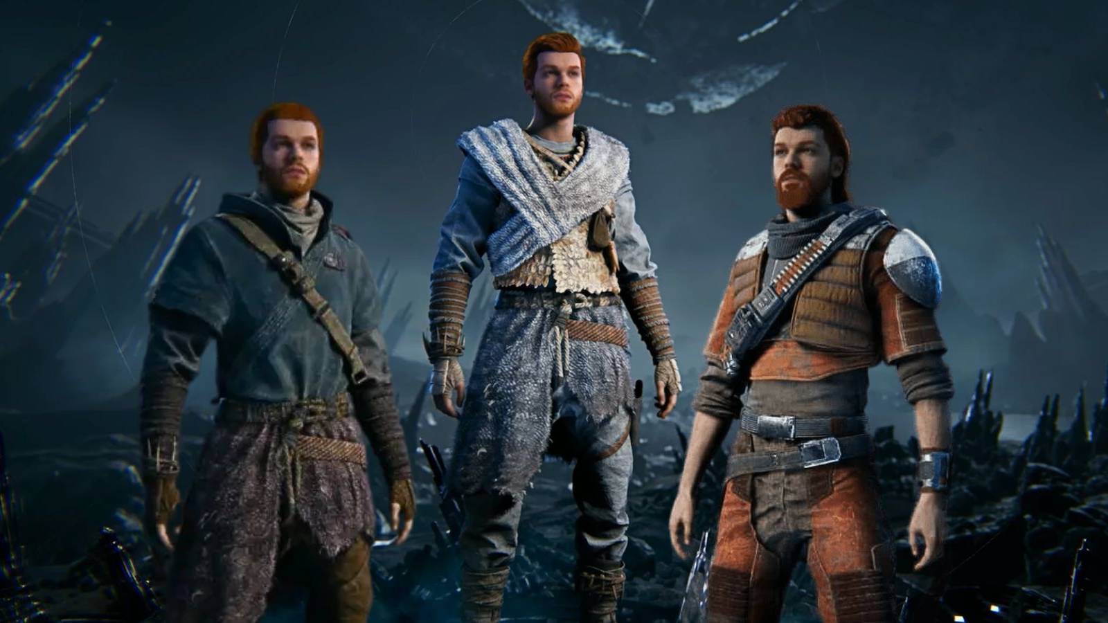 image showing three shirts from star wars jedi survivor.