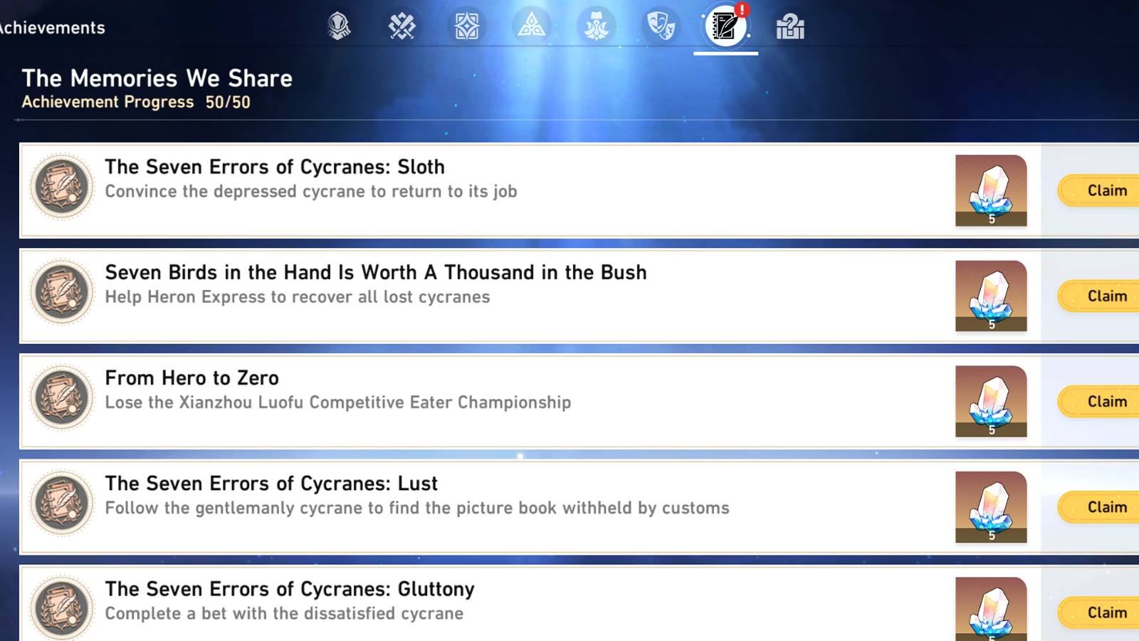 all xianzhou luofu achievements related hidden quests in honkai star rail