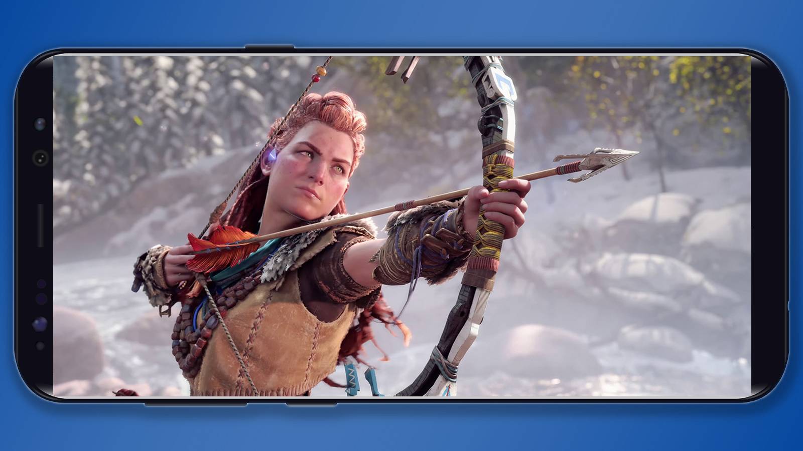 aloy horizon forbidden west on mobile phone screen
