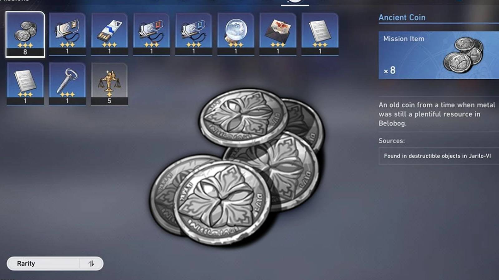 Close picture of Ancient Coins in Honkai Star Rail