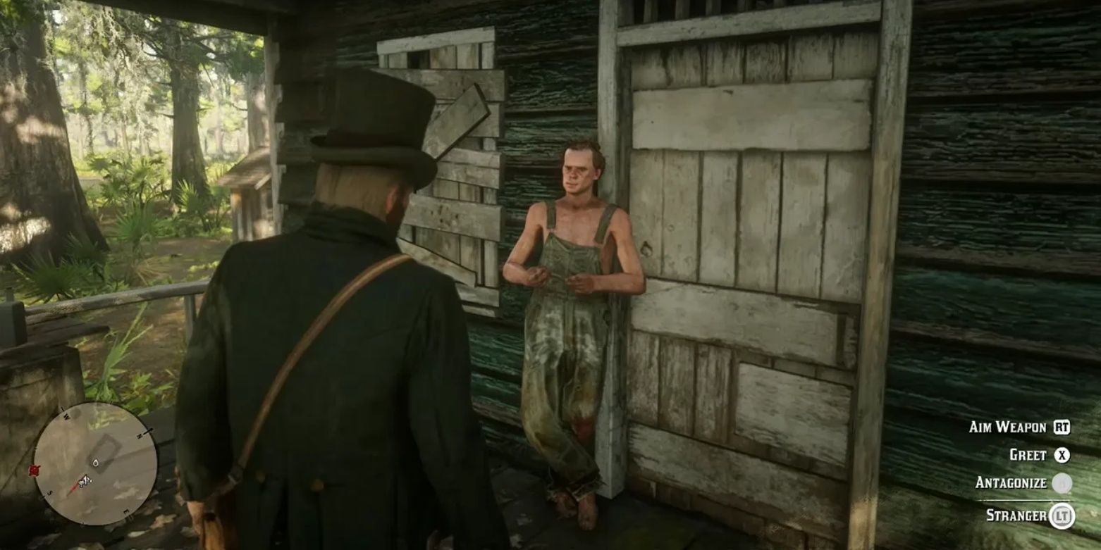 Arthur and the shady man in Red Dead Redemption 2