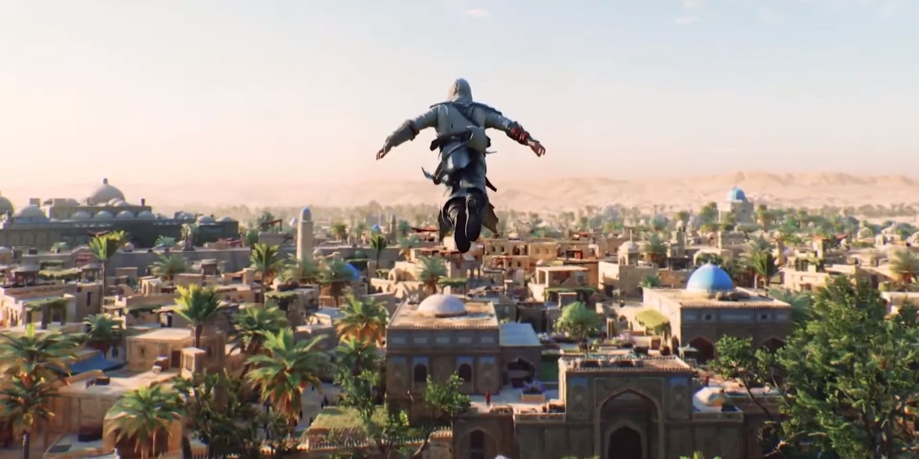 Basim making a leap of faith in Assassin's Creed Mirage