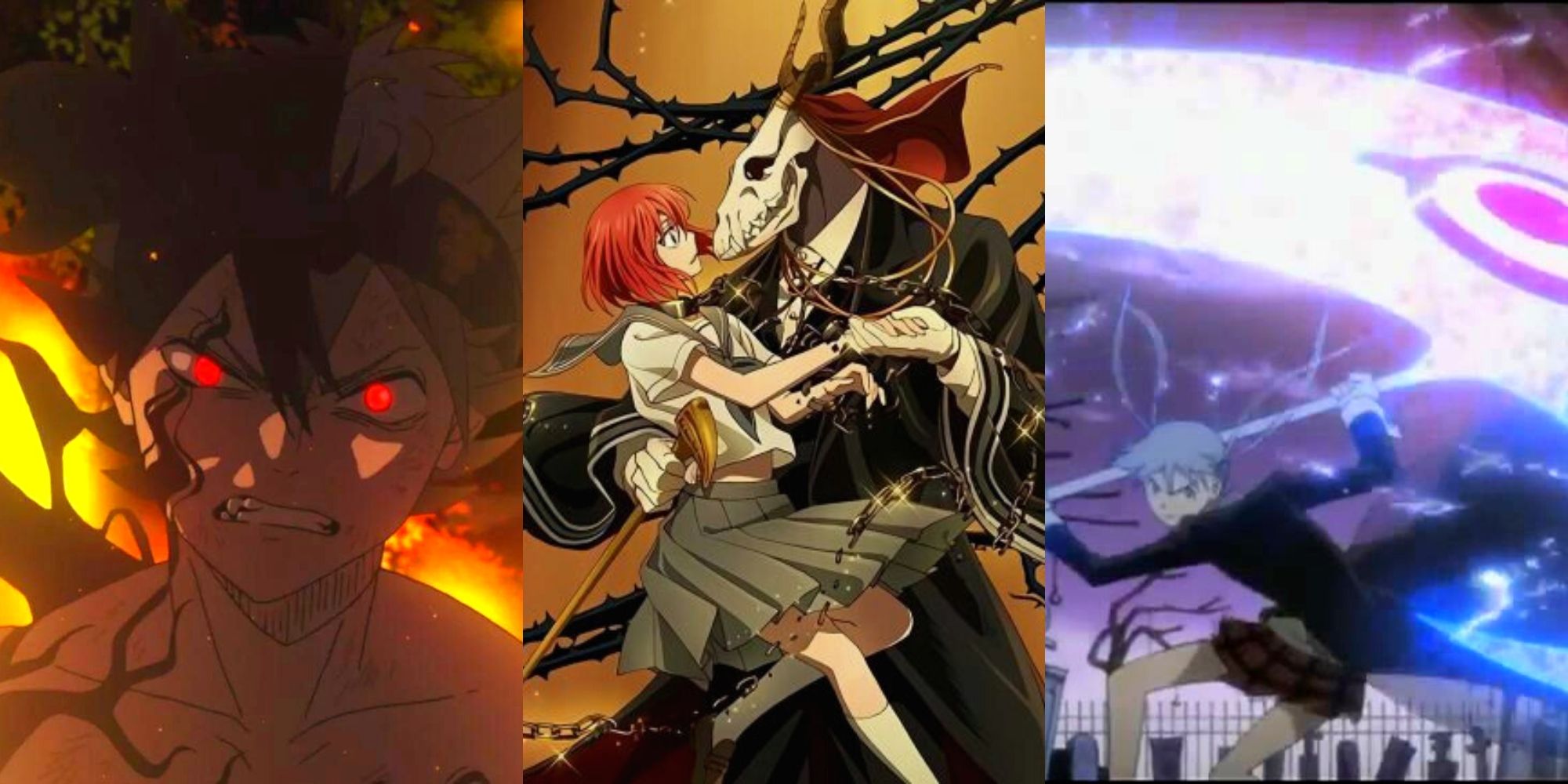 Asta in Black Clover, Chise and Elias in The Ancient Magus' Bride, Maka in Soul Eater