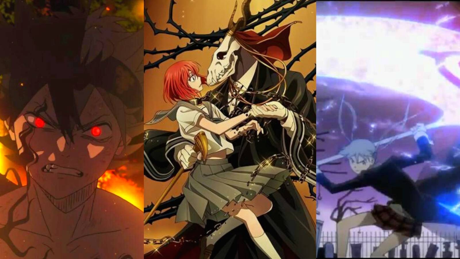 Asta in Black Clover, Chise and Elias in The Ancient Magus' Bride, Maka in Soul Eater
